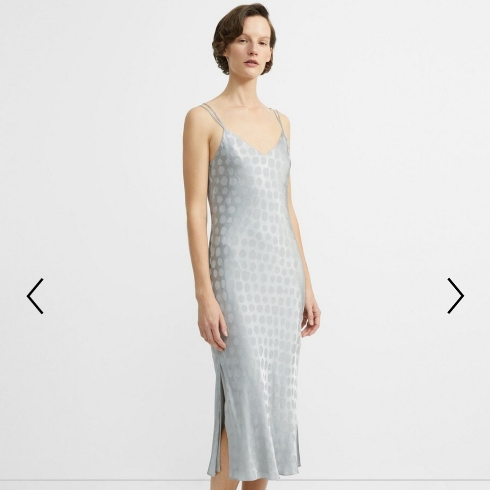 Theory Sz 12 Brushed Dot Jacquard Double-Strap Midi Dress $395